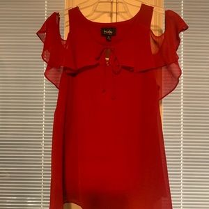 Red cold shoulder blouse